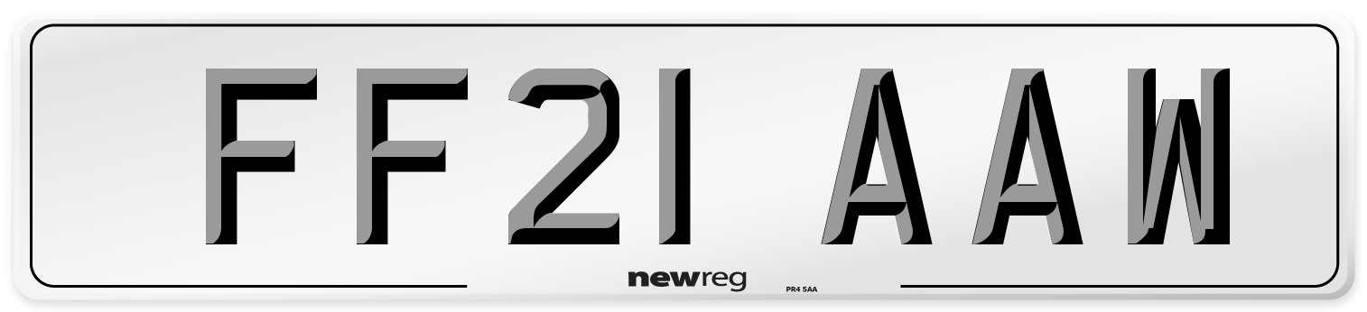 FF21 AAW Number Plate from New Reg